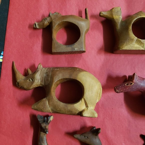 1980s Wood African Elephant + Rhino + multiple Animals From Kenya Africa Hand Ca - Picture 10 of 16